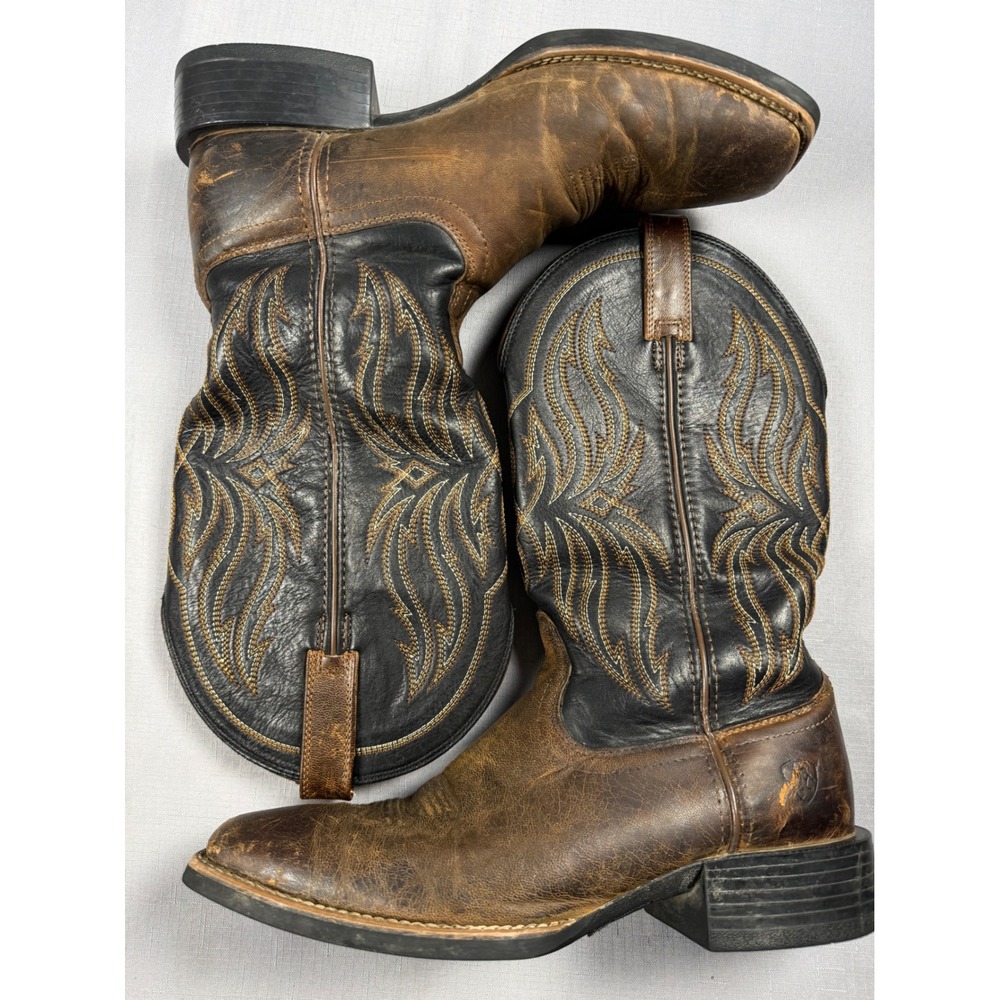 Ariat Sport Square Toe Western Boots Mens 10D Brown Black Leather 10025127